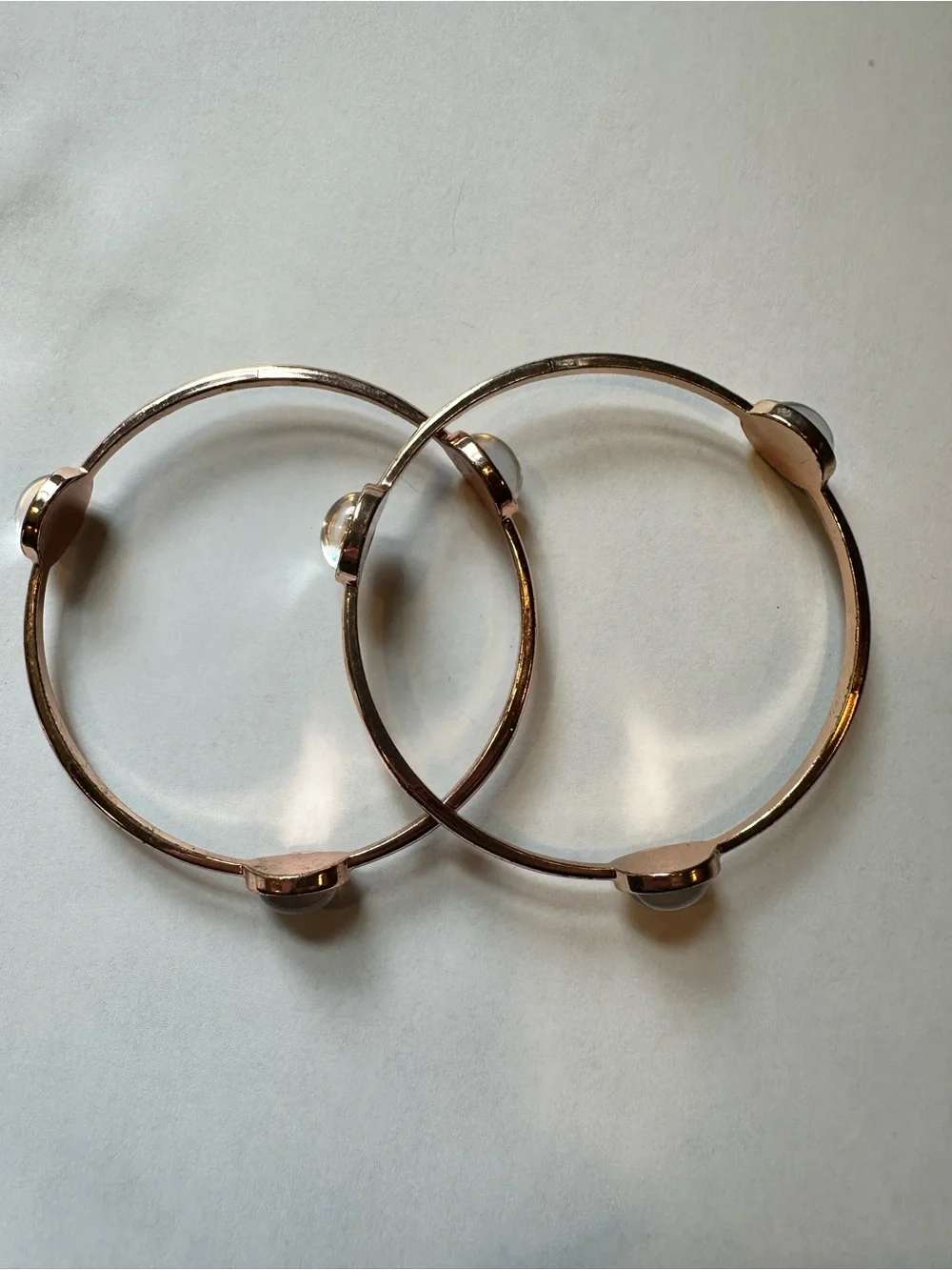 Classic Rose Gold Stone Accent Bangle Bracelet set - Women